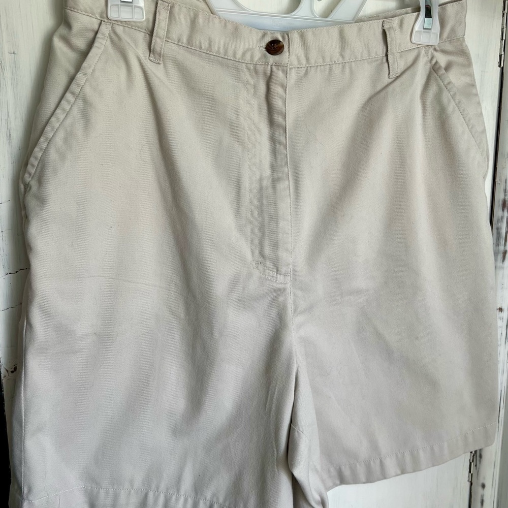 VINTAGE 90s Y2K Khaki Tan High Rise Wide Leg Shorts Cottagecore Grannycore 12 - Picture 2 of 14